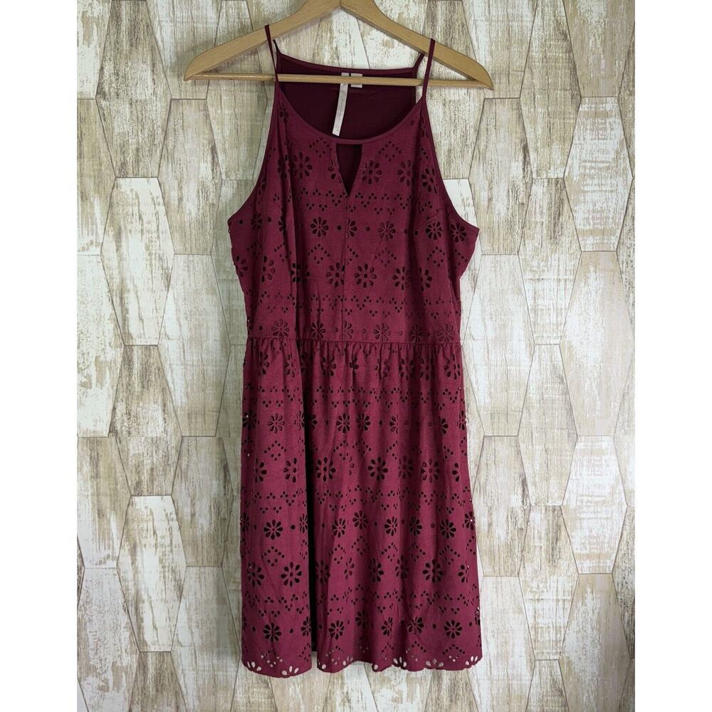 Lauren Conrad Womens Size‎ L Sleeveless Spaghetti Strap Dress Cutout Fuchsia